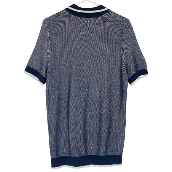 Hugo Boss Sweater Polo Mens Size Medium Navy Blue Short Sleeve Pullover - Picture 2 of 8